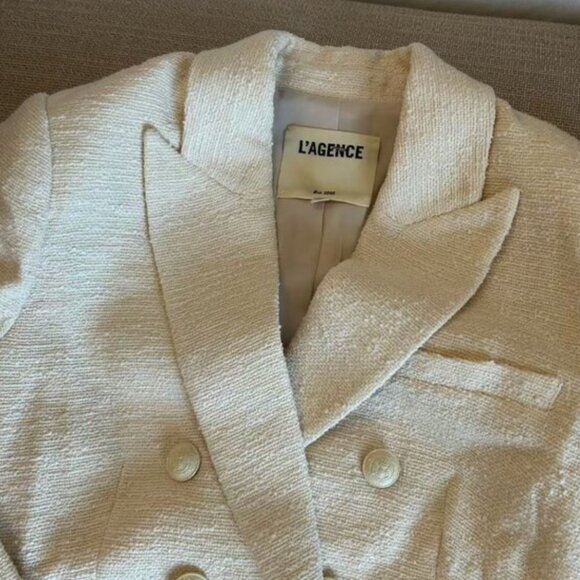 BEST L'AGENCE Brooke Open-Front Blazer Sz2/6 Ecru Cream Ivory Off White - Picture 7 of 14